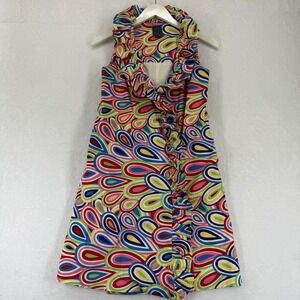 Melly M Riverside Ruffle Retro Swirl Print Wrap Dress Size 0